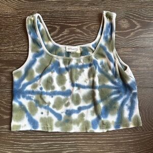 Tie Dye Cropped Tank Top Size L, blue and green